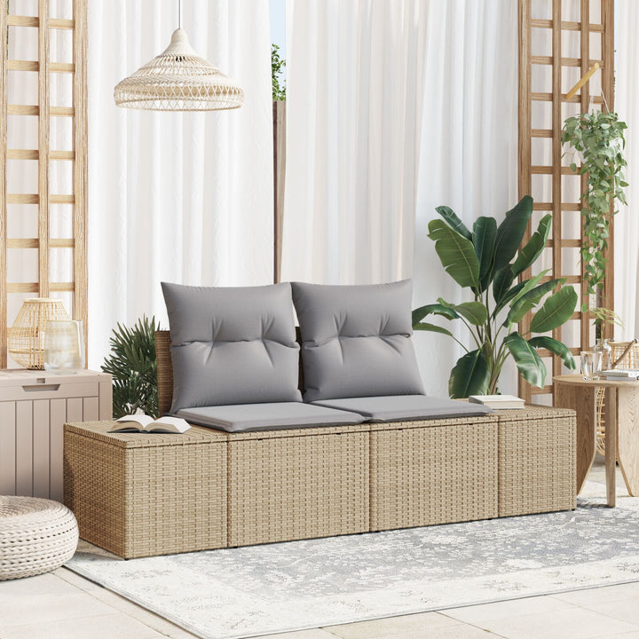 2-personers have sofa med opbevaring & puder Beige Poly Rattan