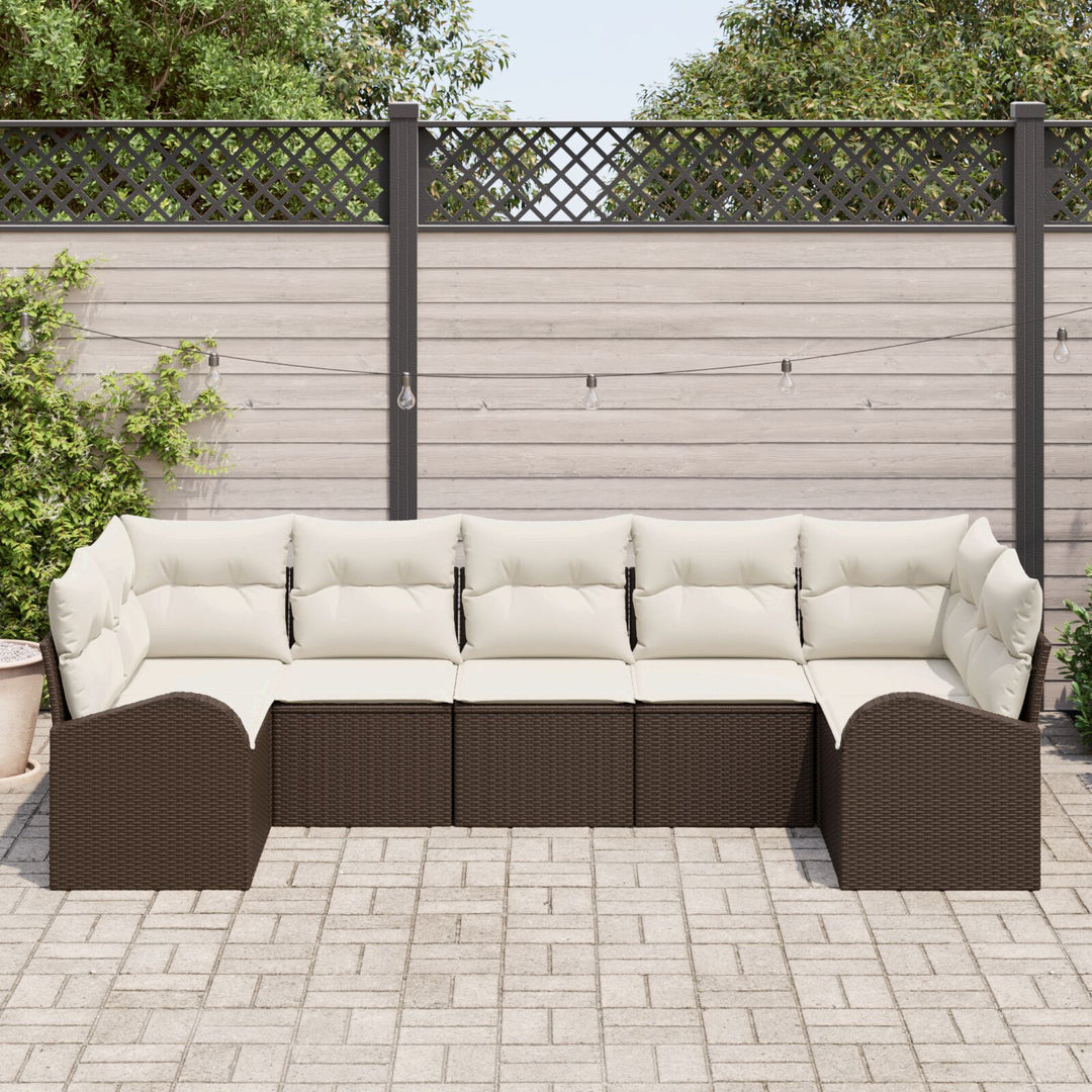 Have Sofa Sæt 7 personer Beige Rattan Have Sofa Rektangulær