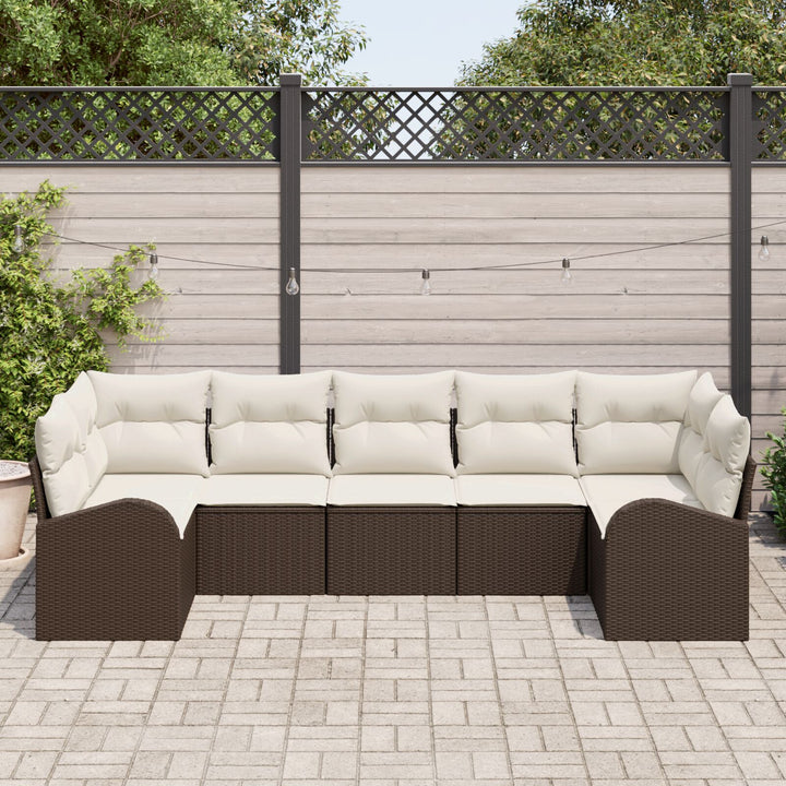 Have Sofa Sæt 7 personer Beige Rattan Have Sofa Rektangulær