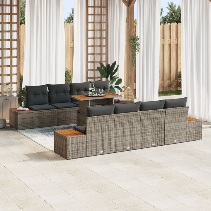 Havesofa Sæt 9 Delers Taupe Rattan 4-Delers Udendørs Sofa