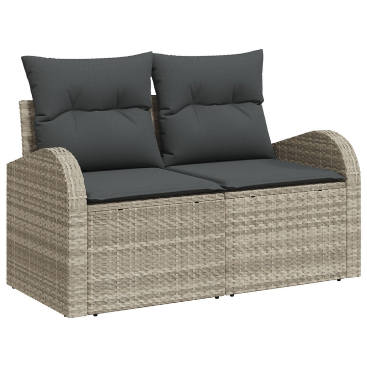 11 Stykke Have Sofa Sæt med Puder Grå Poly Rattan