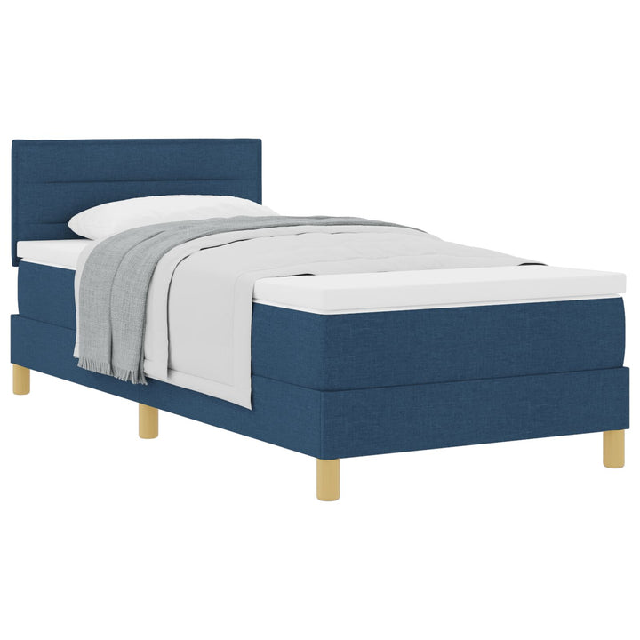Blå Box Spring Seng med Madras 90x190 cm Stof