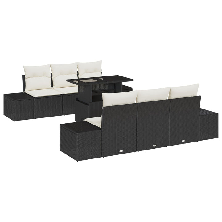 Have Sofa Sæt Sæt af 7 Sort Rattan Peddig Have Sofa Sæt