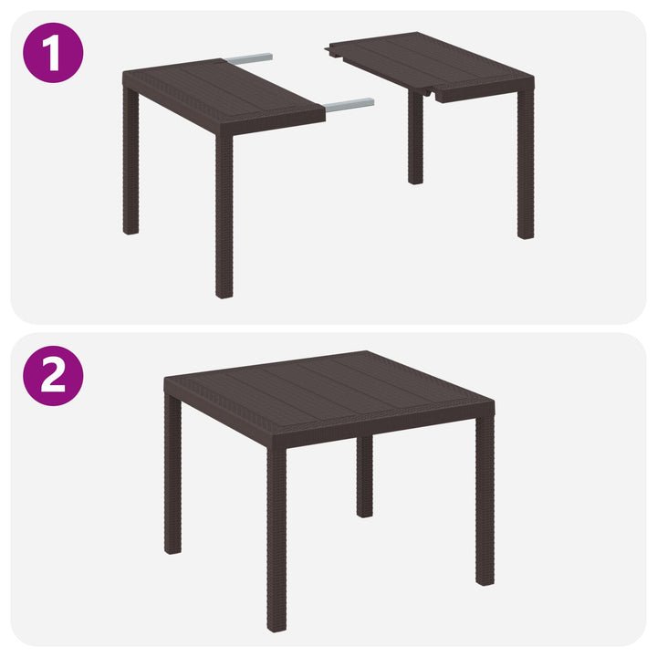 5 Stykke Have Spisesæt med Puder Brun Poly Rattan