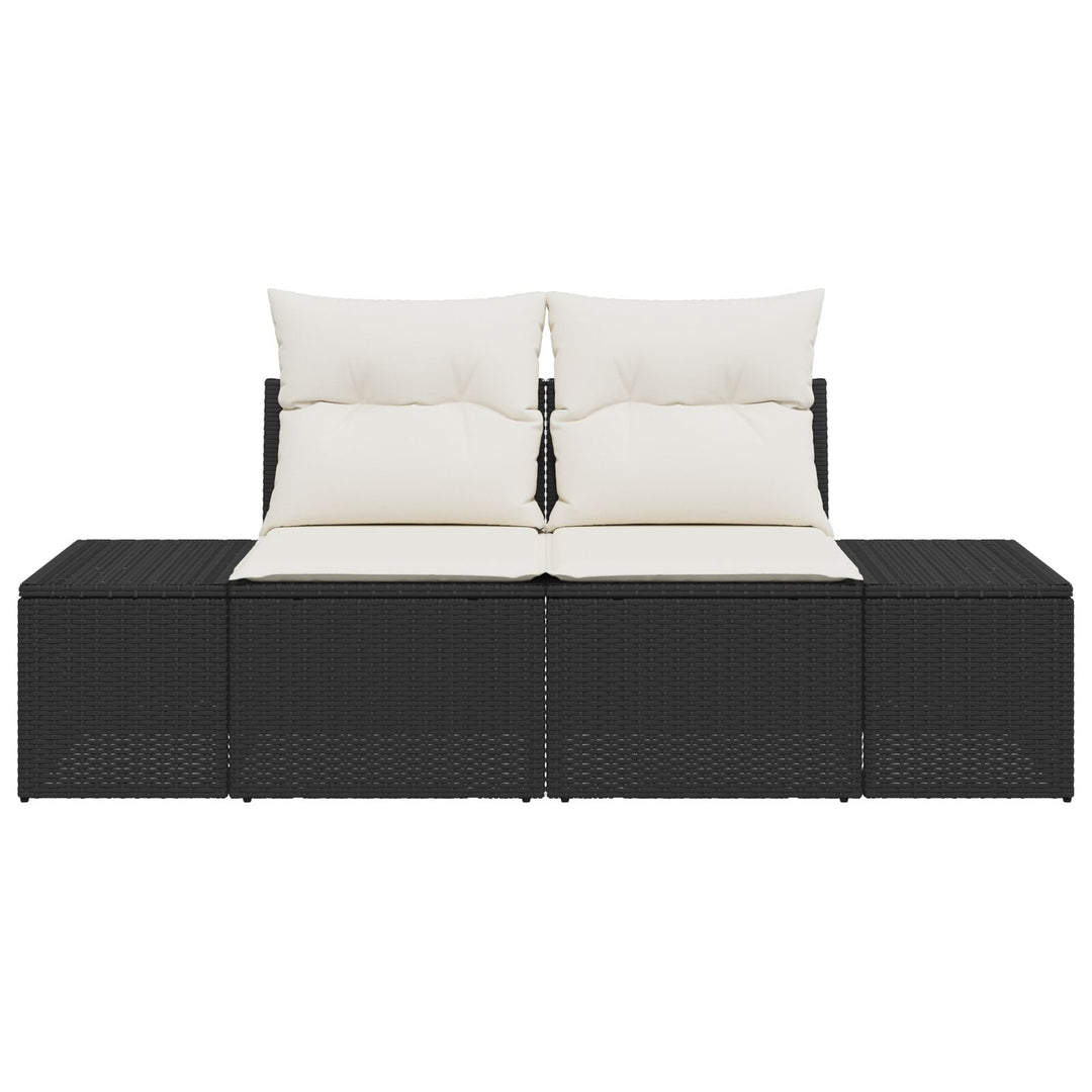 2-personers have sofa med opbevaring & puder i sort poly rattan