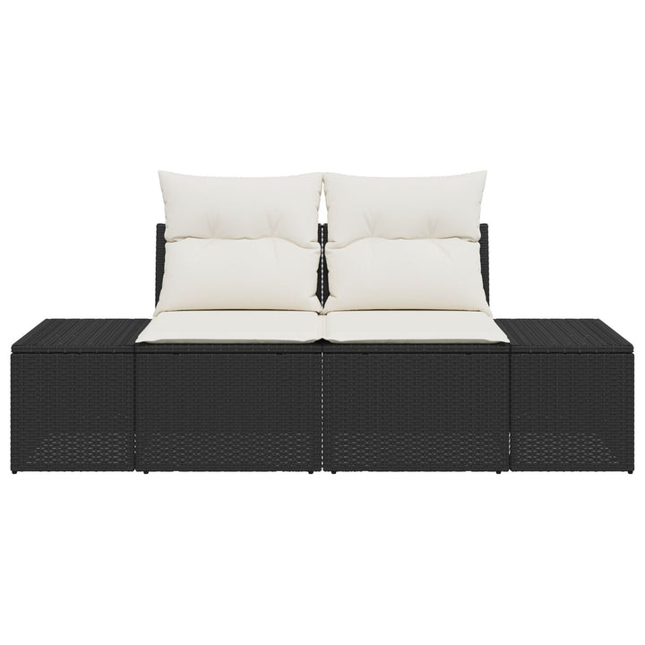 2-personers have sofa med opbevaring & puder i sort poly rattan