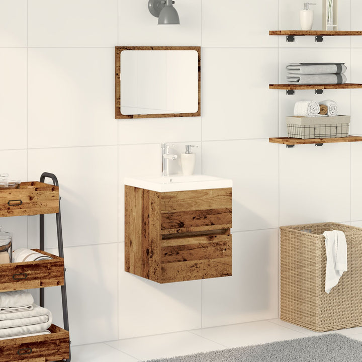 vaskeskab med indbygget vask sort eg konstrueret træ, vidaXL vaskeskab gammelt træ 41x38,5x45 cm konstrueret træ