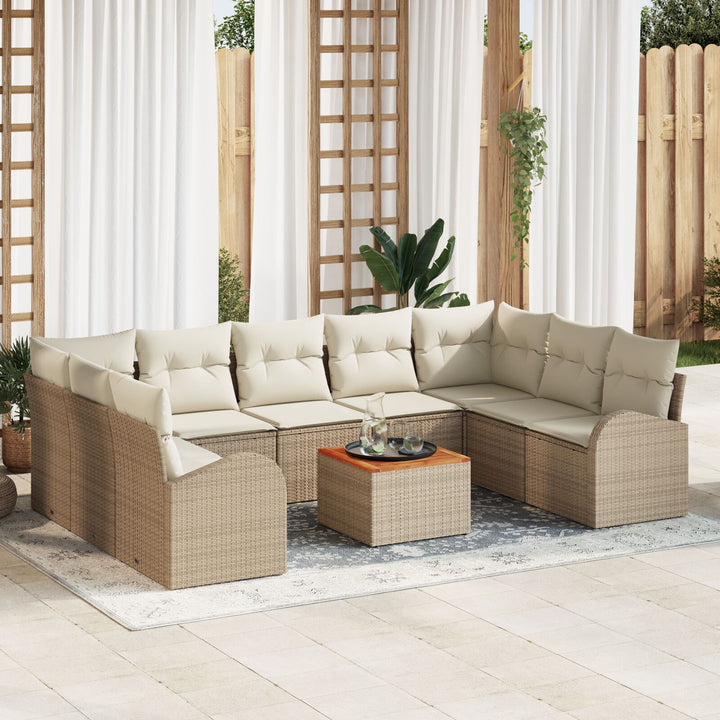 10 dele have sofa sæt med puder beige polyrattan akacietræ
