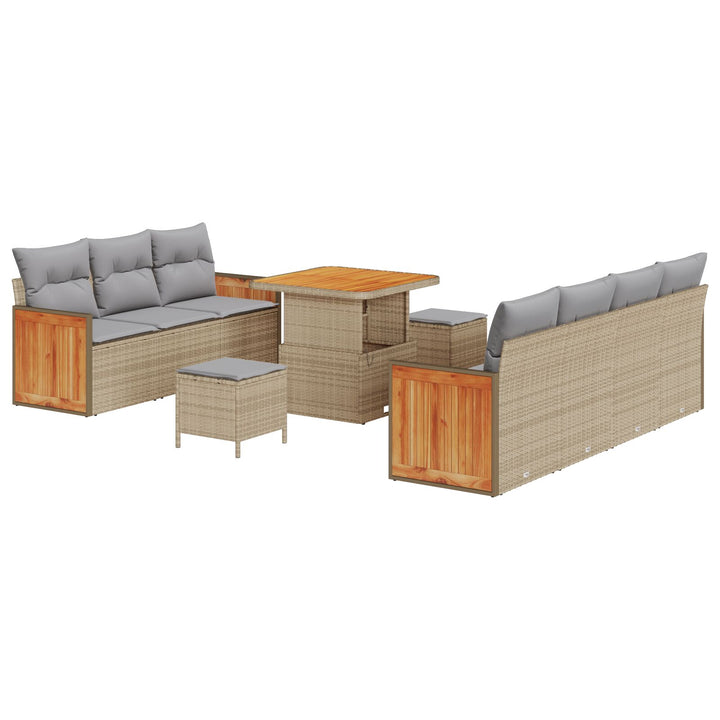 10-delt Have Sofa Sæt med Puder Beige Poly Rattan Acacia, vidaXL 2-personers Have Sofa med Puder Beige Poly Rattan, vidaXL 3-delt Have Spisesæt med Puder Beige Poly Rattan Acacia