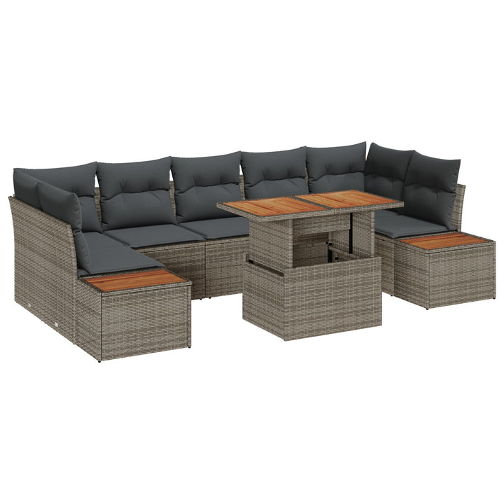 Have Sofa Sæt 8 dele Grå Poly rattan Have Spisebordssæt