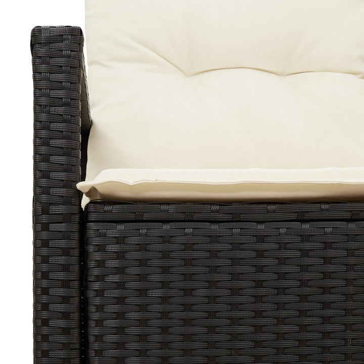 2-personers hav sofa med puder sort poly rattan