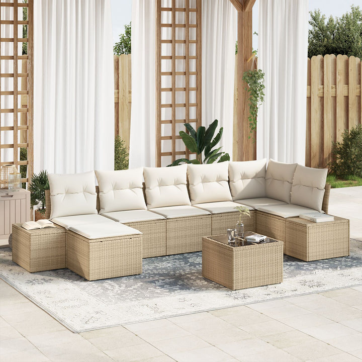 Have Sofa Sæt Sæt af 8 Beige og creme Rattan, polyesterhynder