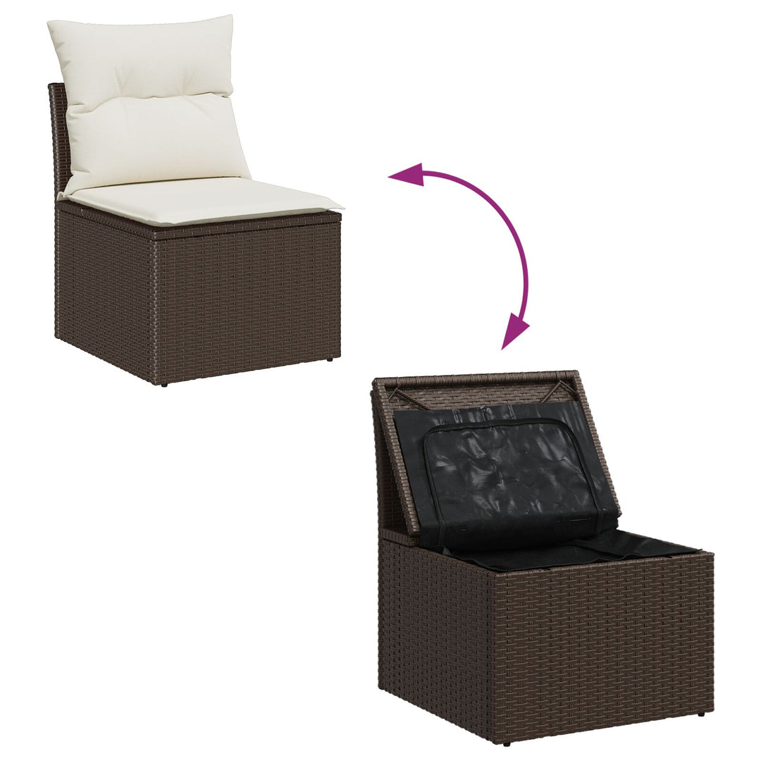 Have Sofa Sæt Sæt med 8 Brun Rattan Have Sofa Sæt Rektangulær