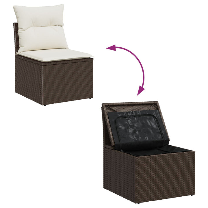 Have Sofa Sæt Sæt med 8 Brun Rattan Have Sofa Sæt Rektangulær