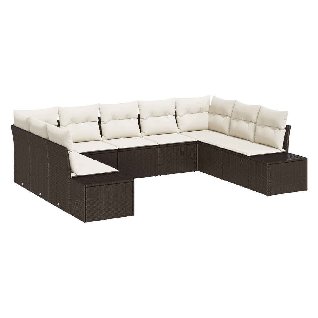 Have Sofa Sæt Sæt af 9 Brun og creme Rattan, polyester