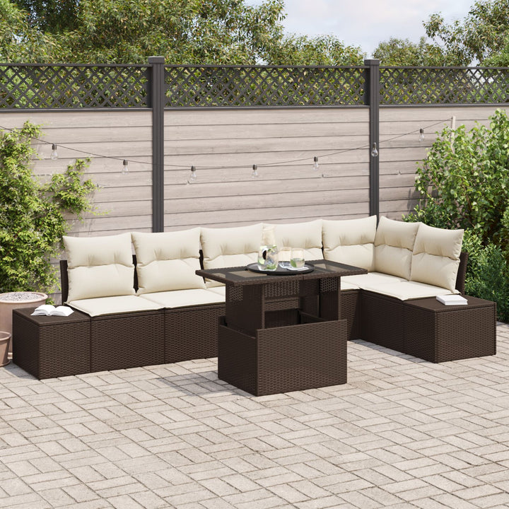 Have Sofa Sæt 7 Deles Brun Rattan Have Sofa Med Opbevaring
