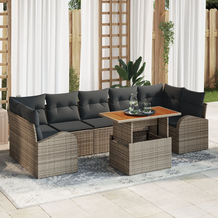 Havens Sofa Sæt Sæt af 8 Grå, Brun Rattan, Polyester, Glas