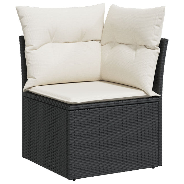 10 Deles Havemøbelsæt med Hynder Sort Polyrattan Akacietræ