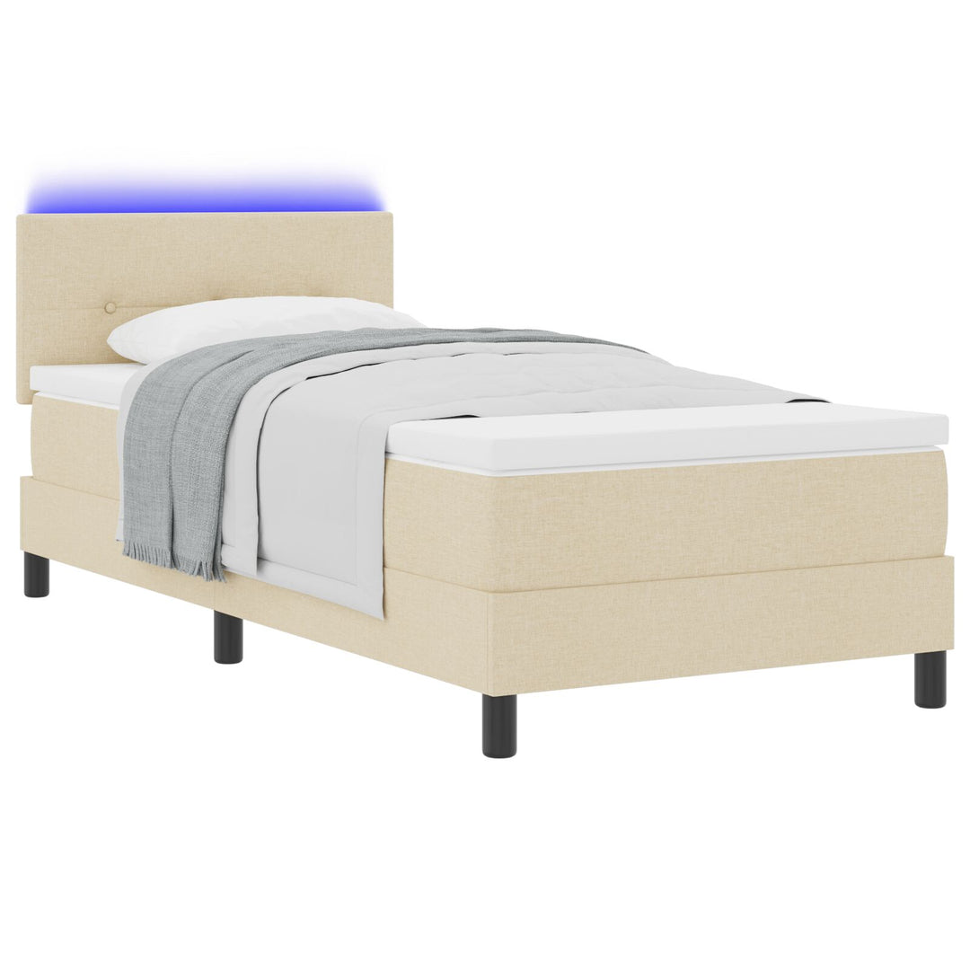 Sengestel med Madras Beige Stof 90 x 190 cm Sengemadras