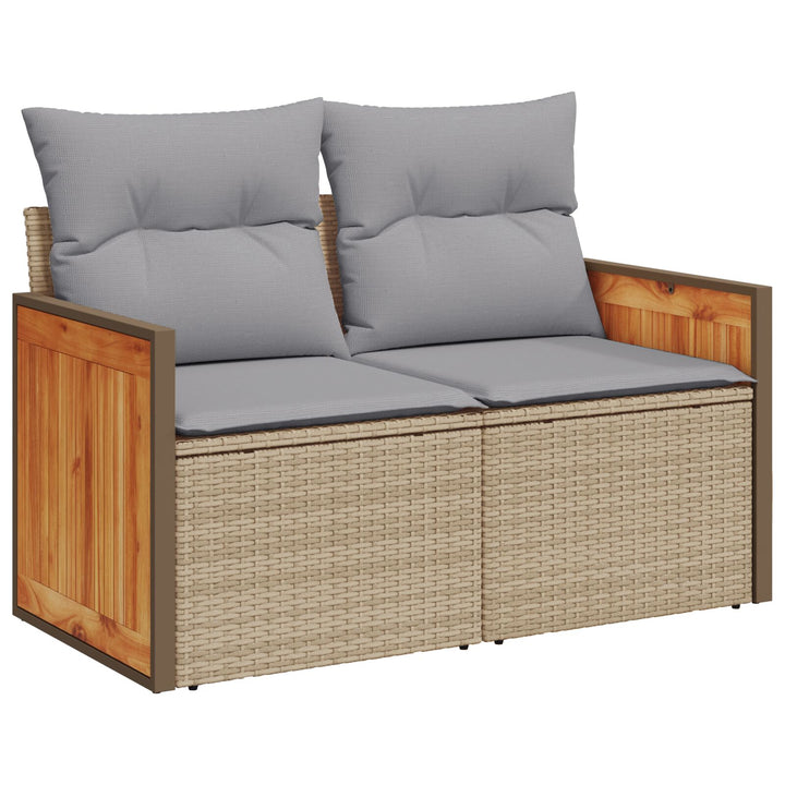 10-delt Have Sofa Sæt med Puder Beige Poly Rattan Acacia, vidaXL 2-personers Have Sofa med Puder Beige Poly Rattan, vidaXL 3-delt Have Spisesæt med Puder Beige Poly Rattan Acacia
