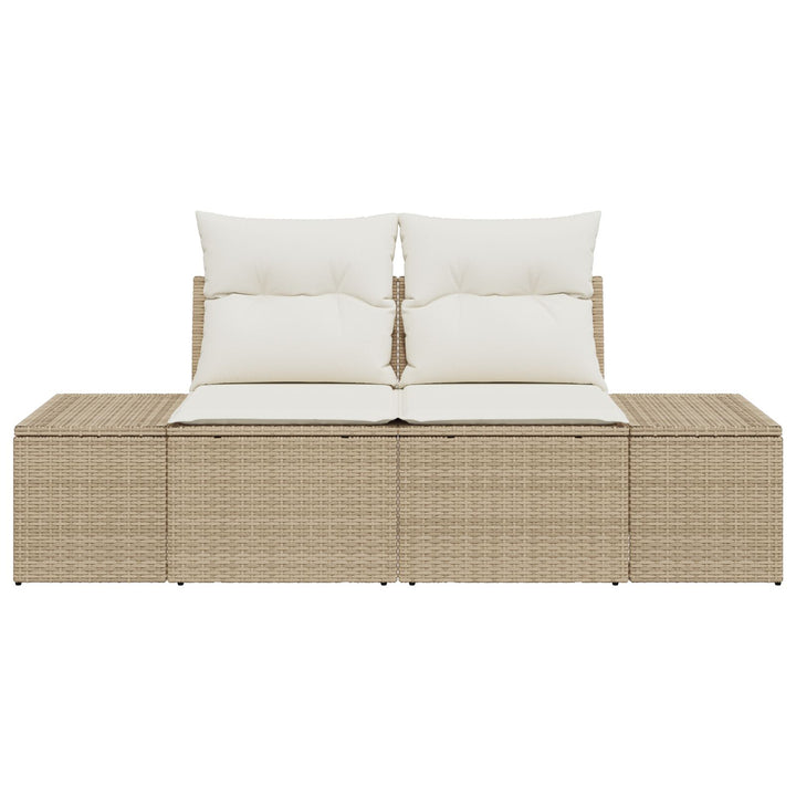 2-personers Have Sofa med Puder Beige Poly Rattan