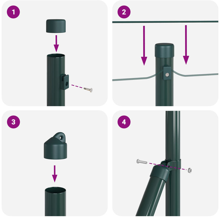 Eurohegn med 7 Spike Posts 1x10 m Galvaniseret Stål Grøn