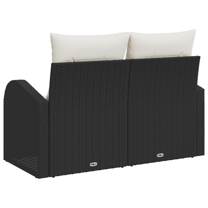2-Personers Have Sofa med Opbevaring & Puder Sort Poly Rattan