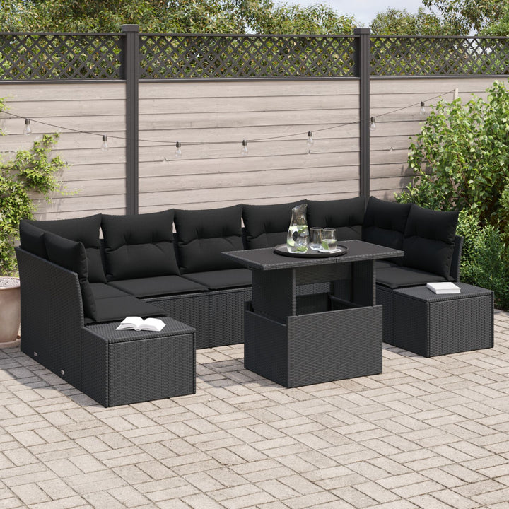 Havemøbel Sæt 8 dele Mørkegrå Poly Rattan Udendørs Sofa