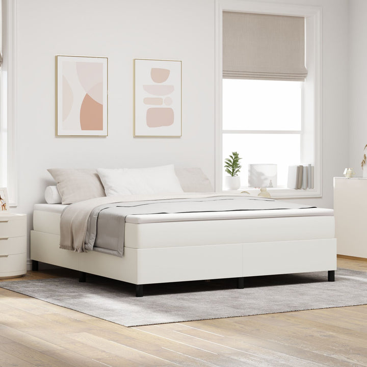 Box Spring Seng Cremefarvet Super King Corduroy Stof