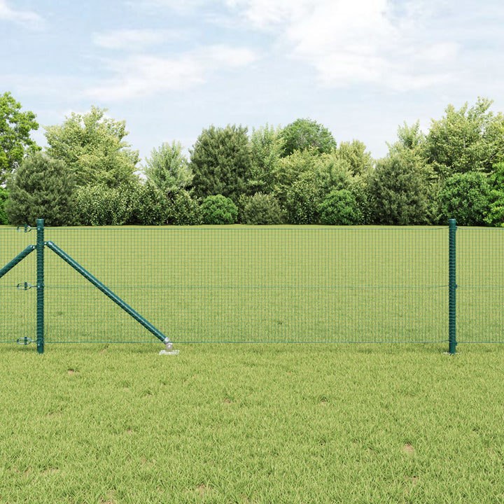 Welded Wire Fence med 7 spike posts Grøn 0,6x10 m Stål