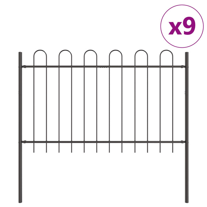 Havehegn med Bue Top Grå 15,3x1,2 m Stål