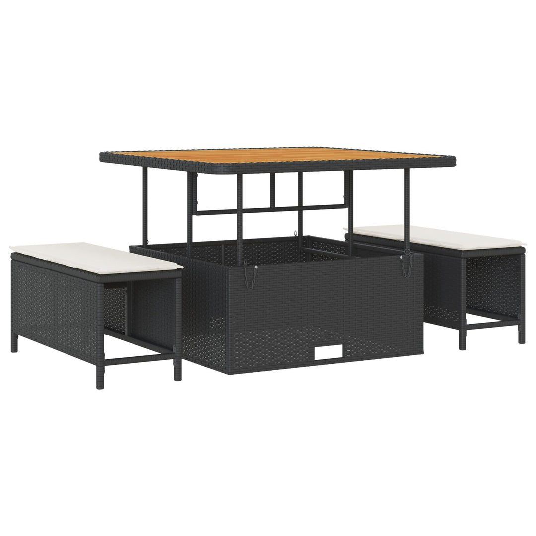 12 Stykke Havemøbel Sæt med Puder Sort Poly Rattan Acacia, vidaXL 2-personers Havemøbel Sofa med Opbevaring & Puder Sort Poly Rattan, vidaXL 3 Stykke Havemøbel Sæt med Puder Sort Poly Rattan Acacia