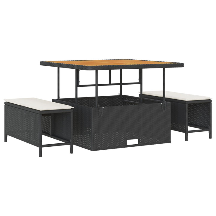 12 Stykke Havemøbel Sæt med Puder Sort Poly Rattan Acacia, vidaXL 2-personers Havemøbel Sofa med Opbevaring & Puder Sort Poly Rattan, vidaXL 3 Stykke Havemøbel Sæt med Puder Sort Poly Rattan Acacia