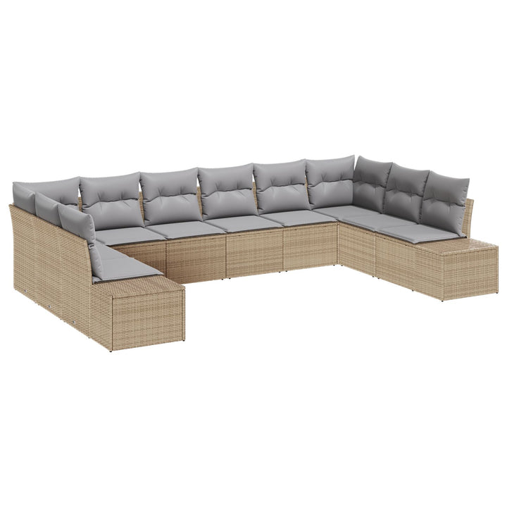 10-delt have sofa sæt med puder Beige Poly Rattan