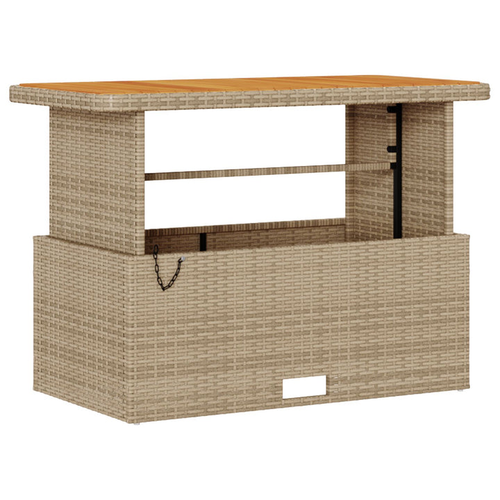 4 Deles Have Spisebordssæt med Puder Beige Poly Rattan Akacietræ