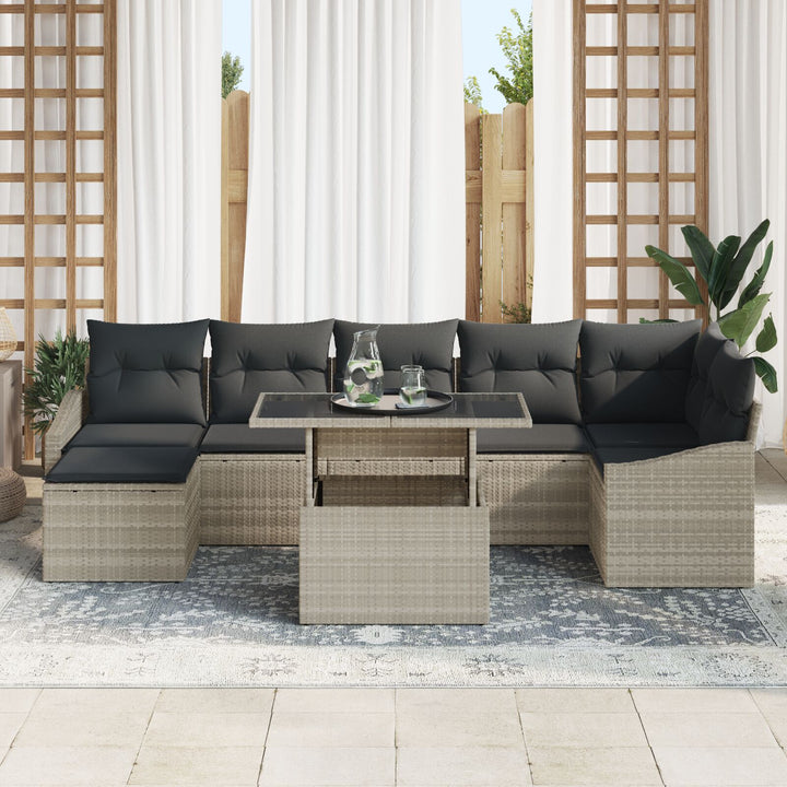 Have Sofa Sæt 8 Dele Grå Rattan Have Sofa Rektangulær Moderne