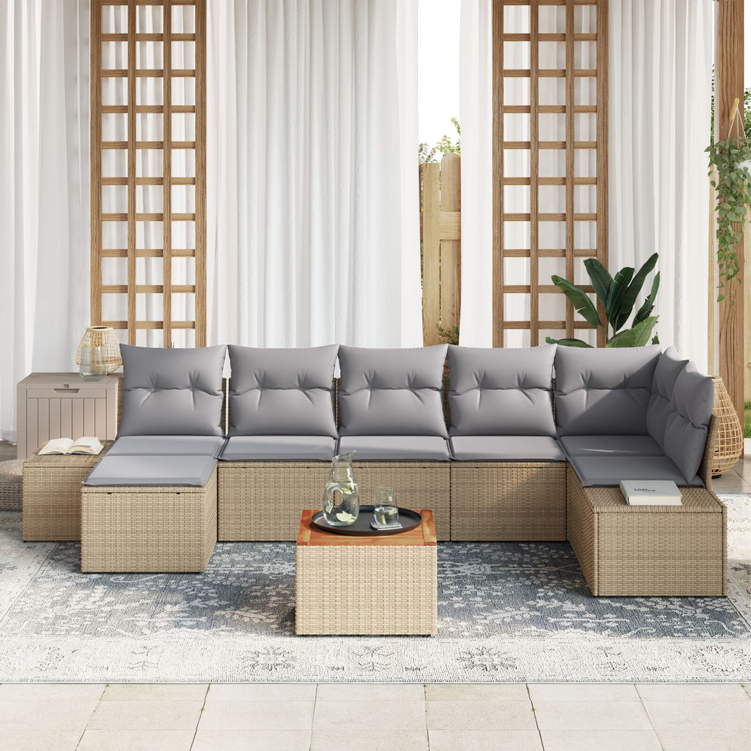 Have Sofa Sæt Sæt af 8 Beige og grå Rattan og stof Standard
