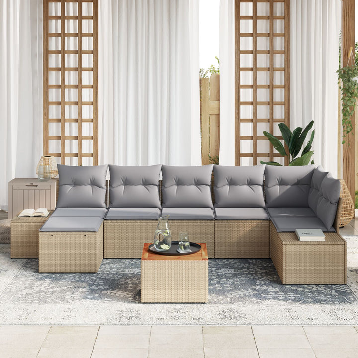Have Sofa Sæt Sæt af 8 Beige og grå Rattan og stof Standard