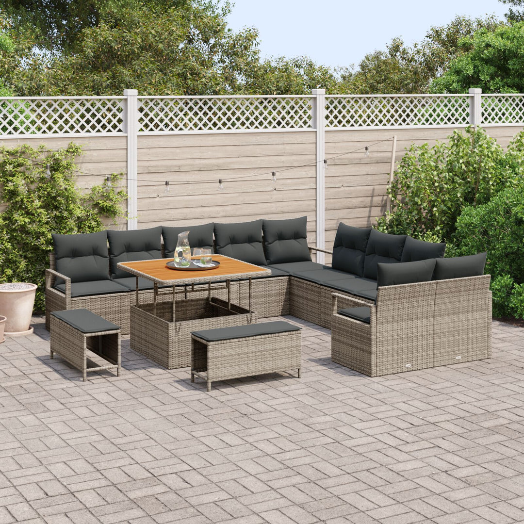 13-delt have sofa sæt med hynder grå poly rattan akacia, vidaXL 2-personers have sofa med opbevaring & hynder grå poly rattan, vidaXL 3-delt have spisebord sæt med hynder grå poly rattan akacia