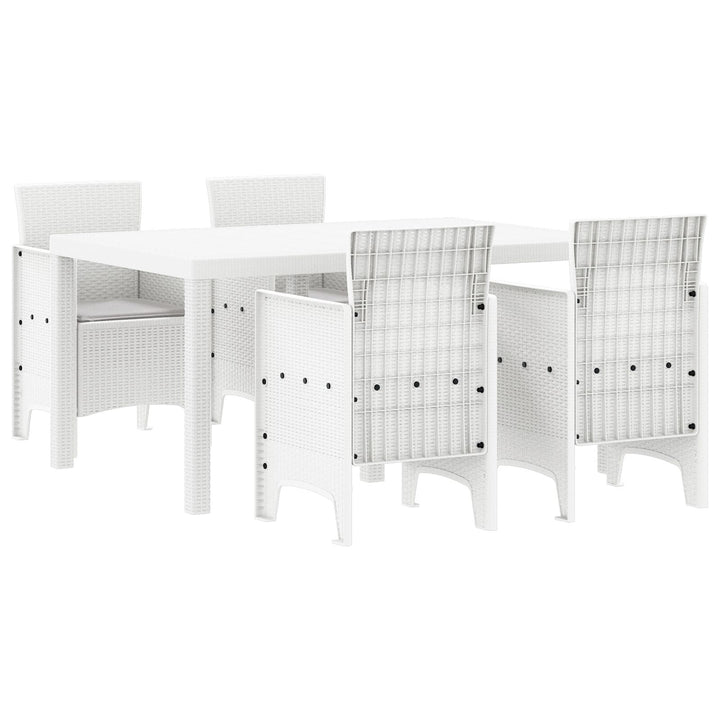 5-delt have spisebordssæt med puder, hvid polyrattan