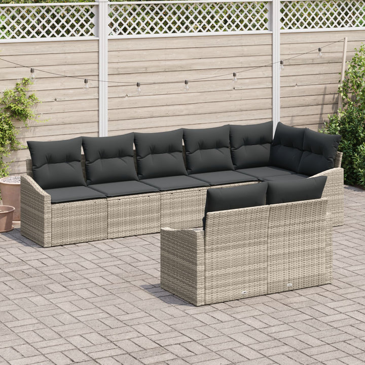 Have Sofa Sæt Sæt af 8 Grå Rattan Have Sofa Sæt Rektangulær