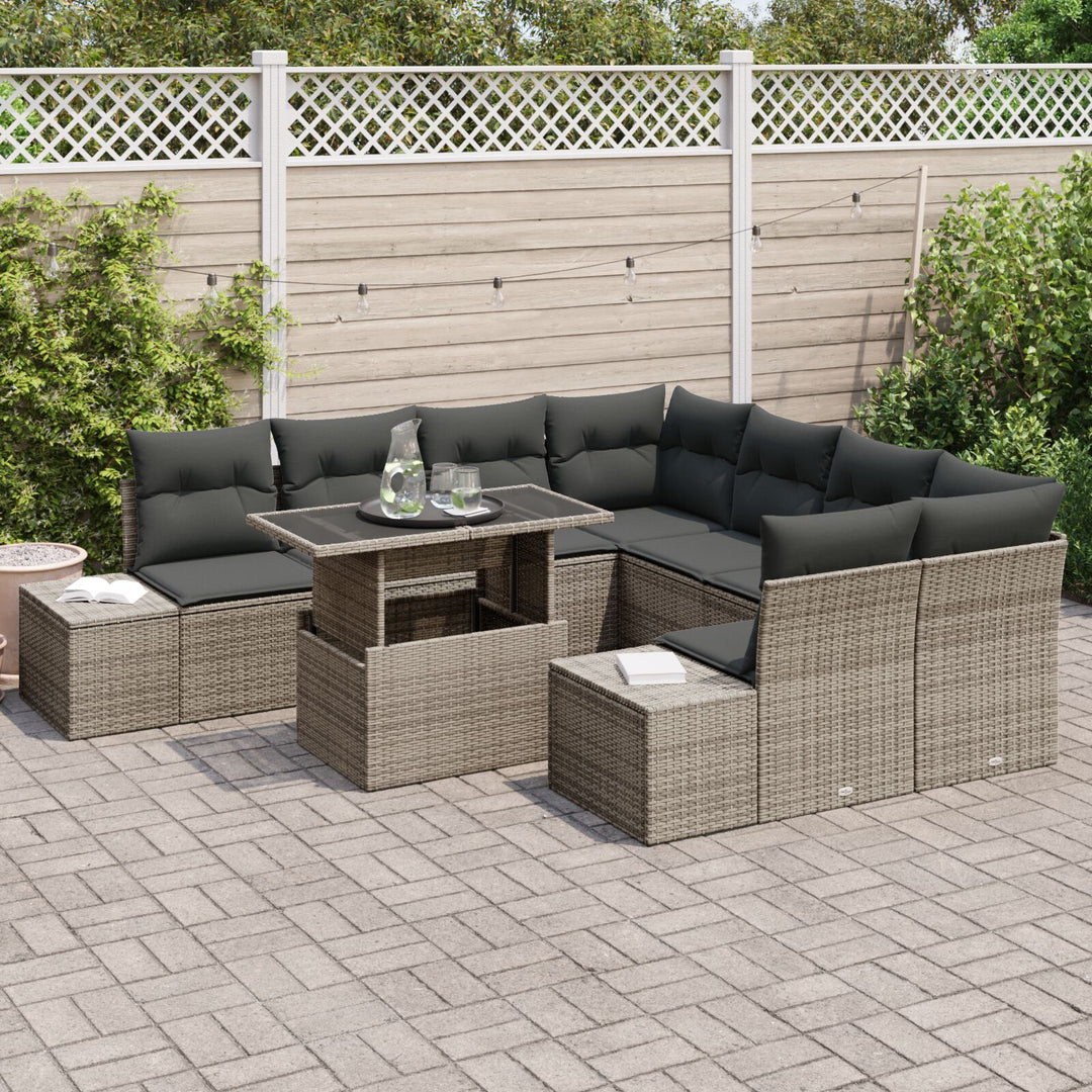 Have Sofa Sæt 9 Personer Grå, Brun Rattan, Polyester