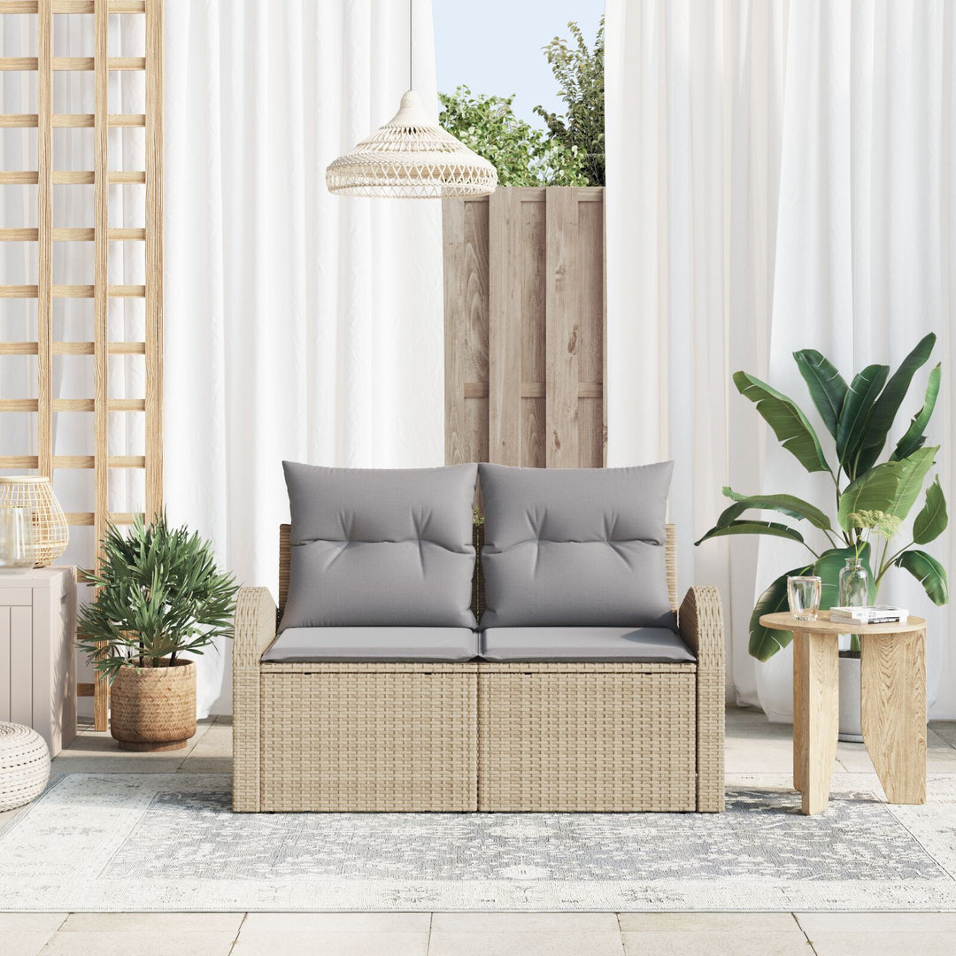 2-personers Have Sofa med Hynder Beige Poly Rattan