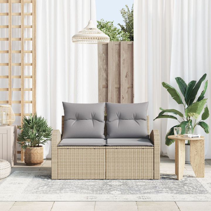 2-personers Have Sofa med Hynder Beige Poly Rattan