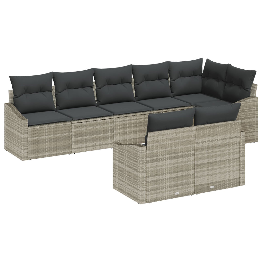 Have Sofa Sæt Sæt af 8 Grå Rattan Have Sofa Sæt Rektangulær