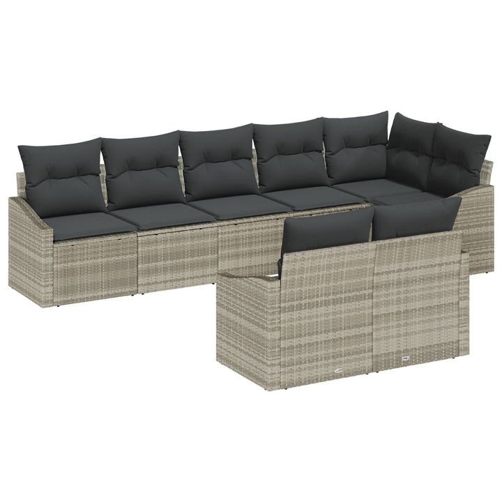 Have Sofa Sæt Sæt af 8 Grå Rattan Have Sofa Sæt Rektangulær