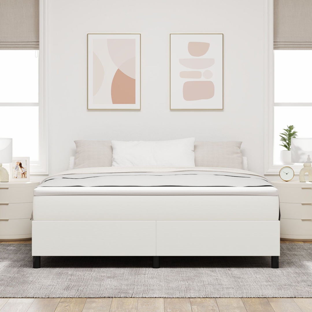 Box Spring Seng Cremefarvet Super King Corduroy Stof