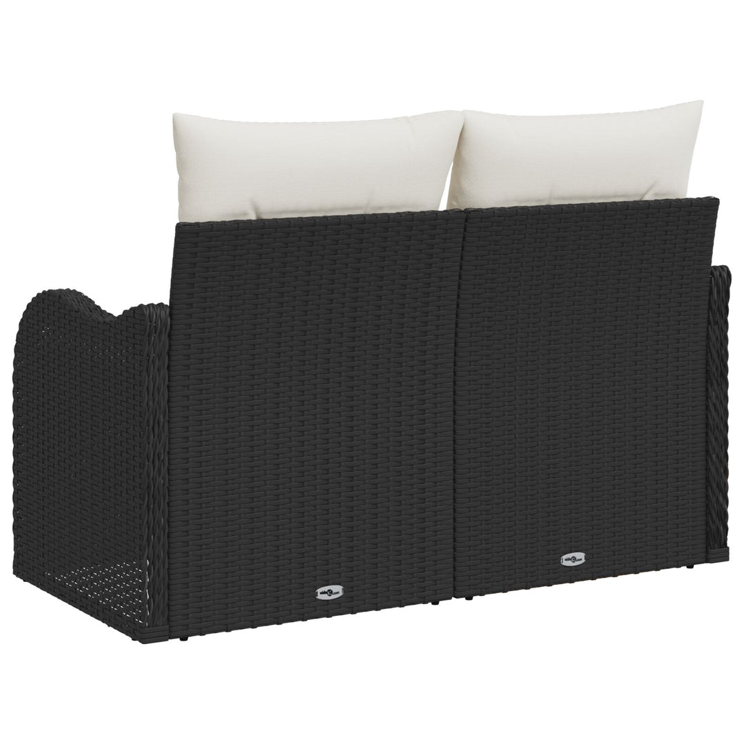 2-personers havnesofa med puder sort poly rattan