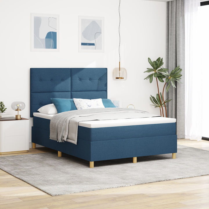 Sengestel med Madras Blå Stof 140 x 190 cm Sengestel