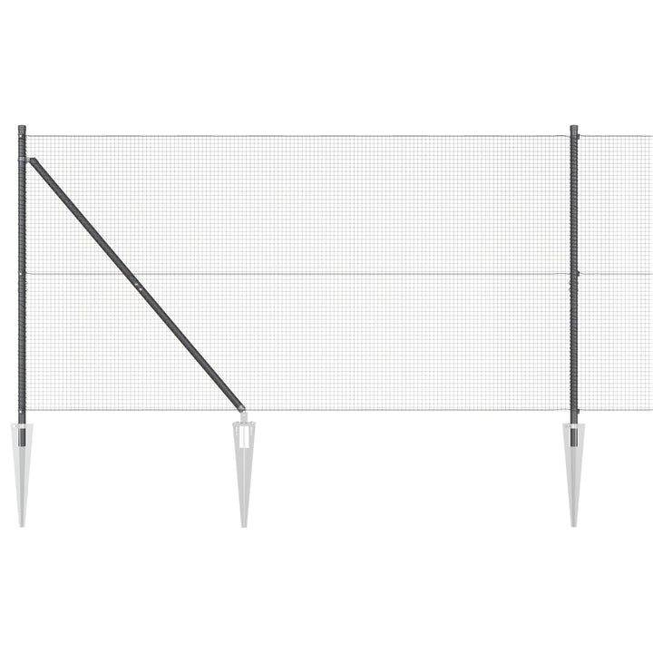 Veldede Trådhegn med 7 Spydposter Grå 1.2x10 m Stål